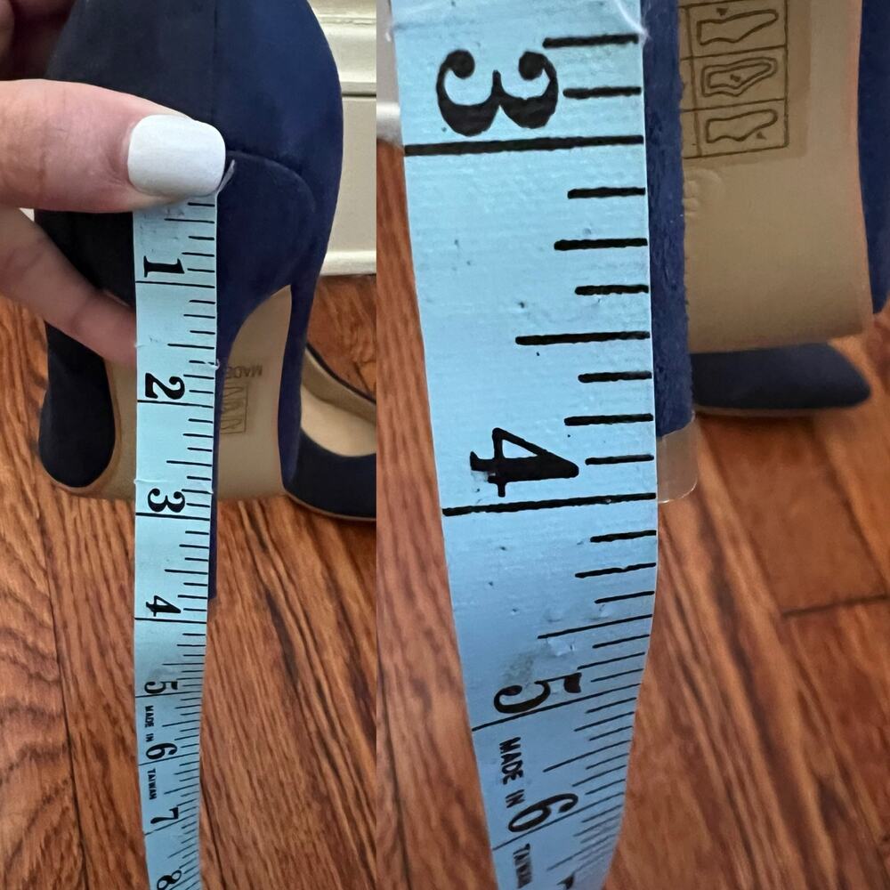 Blue Suede Stiletto Pumps Size 8 Almond Toe 4in Heel Leather Insole Corpcore - Picture 15 of 17